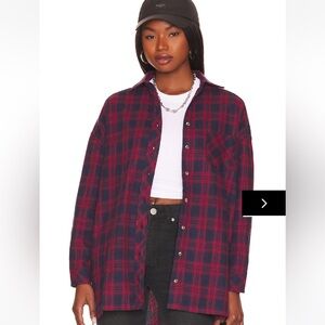superdown Audriana Oversized Flannel Top in Red